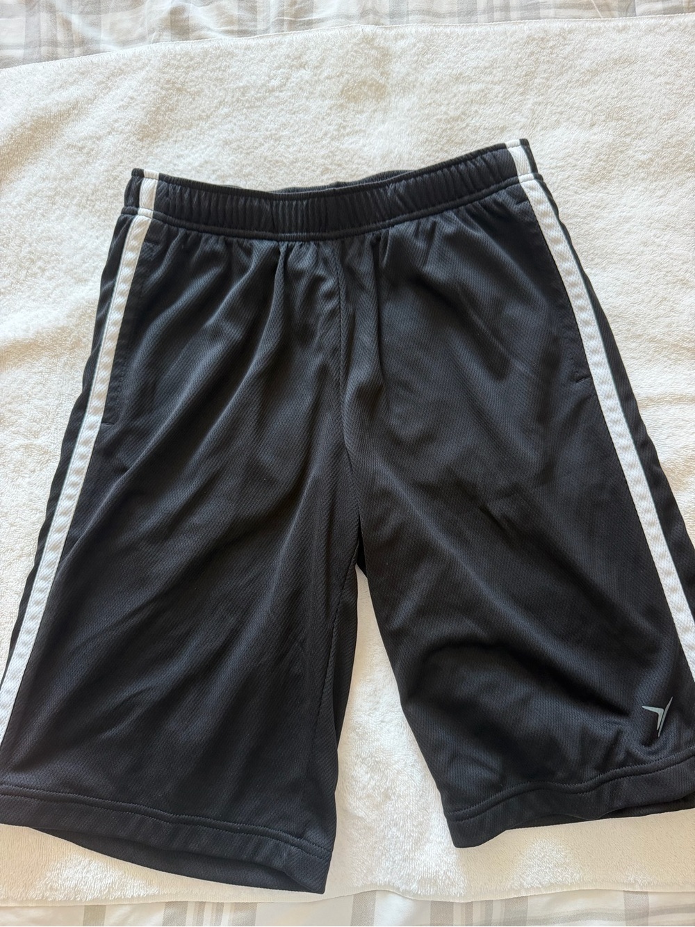 Old Navy Athletic Black Mesh Shorts with Double White Stripe On Both Sides